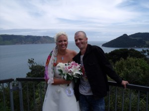 Anita and Carl Simons at Huia Point Lookout